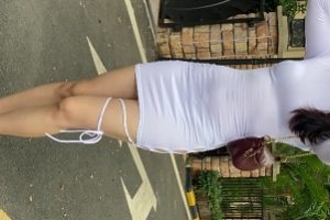 超短开叉连衣裙高跟微胖女神